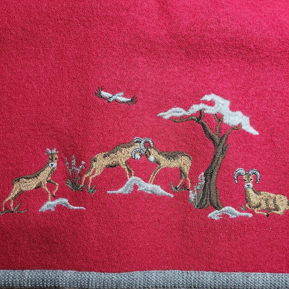 GEIGER Sweater 38 Red Wool Embroidered Goats Nature Button Up Jacket Austria - Picture 7 of 9